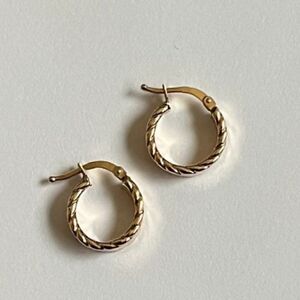 14k Yellow Gold 5mm Braided Hoop Earrings (15 x 15 mm) | Real Gold Huggies Earri